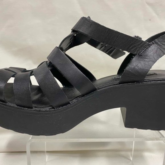WINDSOR SMITH Lily Black Leather 90s Chunky Platform Block Heel Sandals - Picture 13 of 16